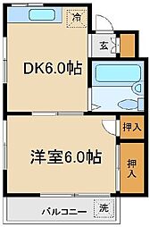 スカイハイツ富士 1Kの間取図画像