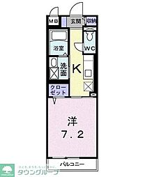 フィオーレ三鷹台 1Kの間取図画像
