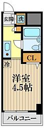 ウインベルソロ国分寺1 1Kの間取図画像