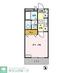 ブランシェ鷹の台 1Kの間取図画像
