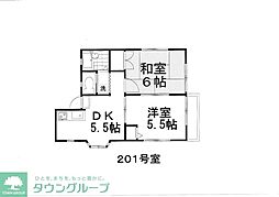 第2コーポ山美 2DKの間取図画像