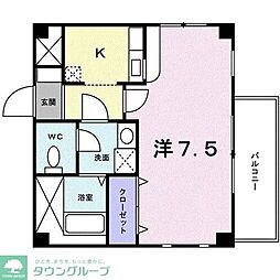 ベルク山中B 1Kの間取図画像