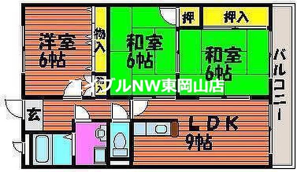 バイオレットヒルズ ｜岡山県岡山市中区原尾島4丁目(賃貸マンション3LDK・2階・70.20㎡)の写真 その2