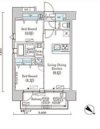 フルハウス赤羽 6階2LDKの間取り
