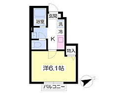 トレジャードエル 1Kの間取図画像