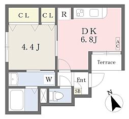 クリサンテームハイB 1DKの間取図画像