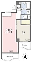 大山三功ハイツ 1LDKの間取図画像