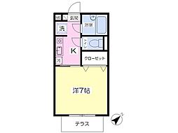 カーサレスピーロ 1Kの間取図画像