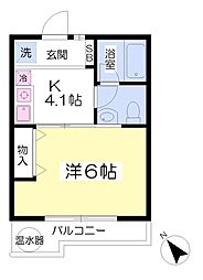 ヒルサイド・マンション 1Kの間取図画像