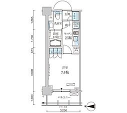 パークアクシス菊川ステーションゲート 9階1Kの間取り