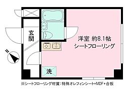 リバーサイド永代 2階ワンルームの間取り