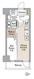 グランカーサ住吉II 1DKの間取図画像