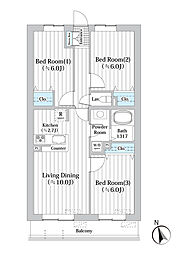 COURTBREEZE船橋中山 3LDKの間取図画像