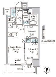 パークアクシス錦糸公園 2LDKの間取図画像
