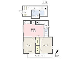 フルールプランタニエール 2DKの間取図画像