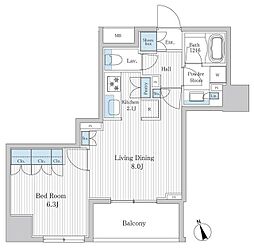 クオリア千代田御茶ノ水 1LDKの間取図画像