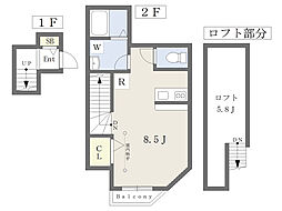 ＡＰＲＩＬＥ　ＧＯＨＯＮＧＩ 202 2階ワンルームの間取り