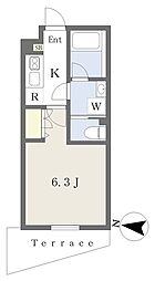ReveResidence初台 1Kの間取図画像