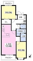 ヒルサイドハウス瀬田 2LDKの間取図画像