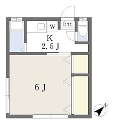 コーポ海老沢B 1Kの間取図画像