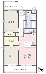 エスペスーラ市野倉 2LDKの間取図画像