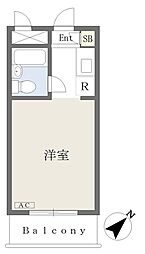 ユースフル祐天寺No.1 ワンルームの間取図画像