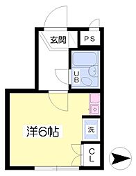 アセッツ自由が丘 ワンルームの間取図画像