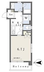レスタージュ学芸大 1Kの間取図画像