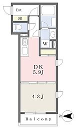 ReveResidence白金台3 1DKの間取図画像