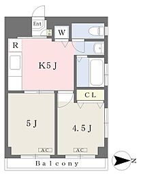 芝園ハウス 2Kの間取図画像