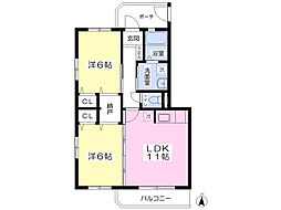 パルメゾン向台 2LDKの間取図画像