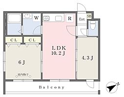 コーラルグレイス 2LDKの間取図画像