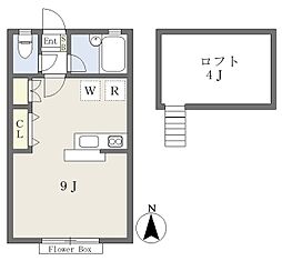 サンアベニュー 1Kの間取図画像