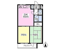 M1マンション 2DKの間取図画像