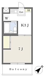 アルベール武蔵野 1Kの間取図画像