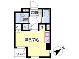 ヴェル・ドミール御殿山 ワンルームの間取図画像