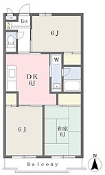 シャトー藤野 2階3DKの間取り