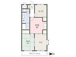 メゾンパークス 2階3DKの間取り