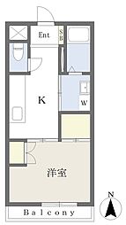 フォレスト1001 3階1Kの間取り