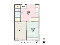田島ハイツ 1階2DKの間取り