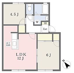 グリンドミールＡ 1階2LDKの間取り