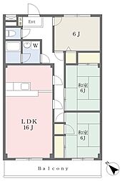 プランドール白鳥 3LDKの間取図画像