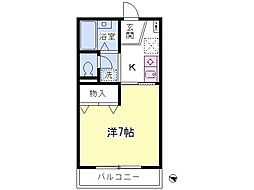サンミッシェル 1Kの間取図画像