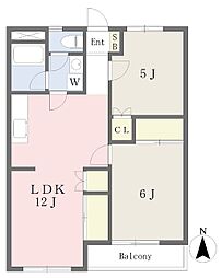ニューライフ学園 2LDKの間取図画像