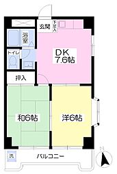 コスモ秋川 2DKの間取図画像
