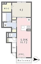 プルミエール館町 1LDKの間取図画像