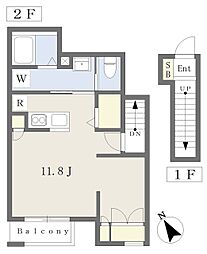 クレストサイド ワンルームの間取図画像