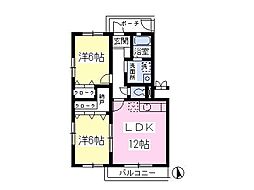 レチェンテ秋喜 2LDKの間取図画像