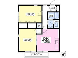 グリーンウエストA 2DKの間取図画像
