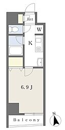 ヴィルネーヴF 1Kの間取図画像